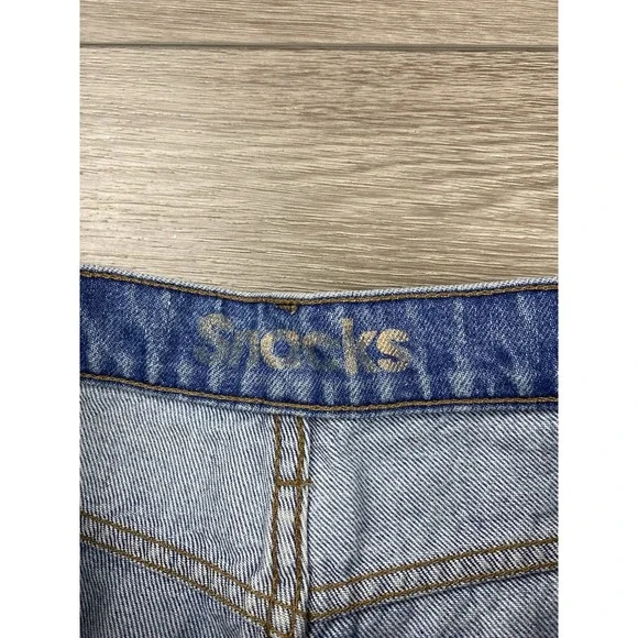 Mother Snacks Women's High Rise Wide Leg Button Fly Denim Jeans Blue Size 26 - Picture 7 of 15